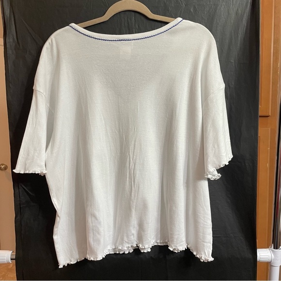 Vanity Fair 3X White Button-Front Pajama Top Coastal Grandma Floral*READ* - Picture 7 of 9